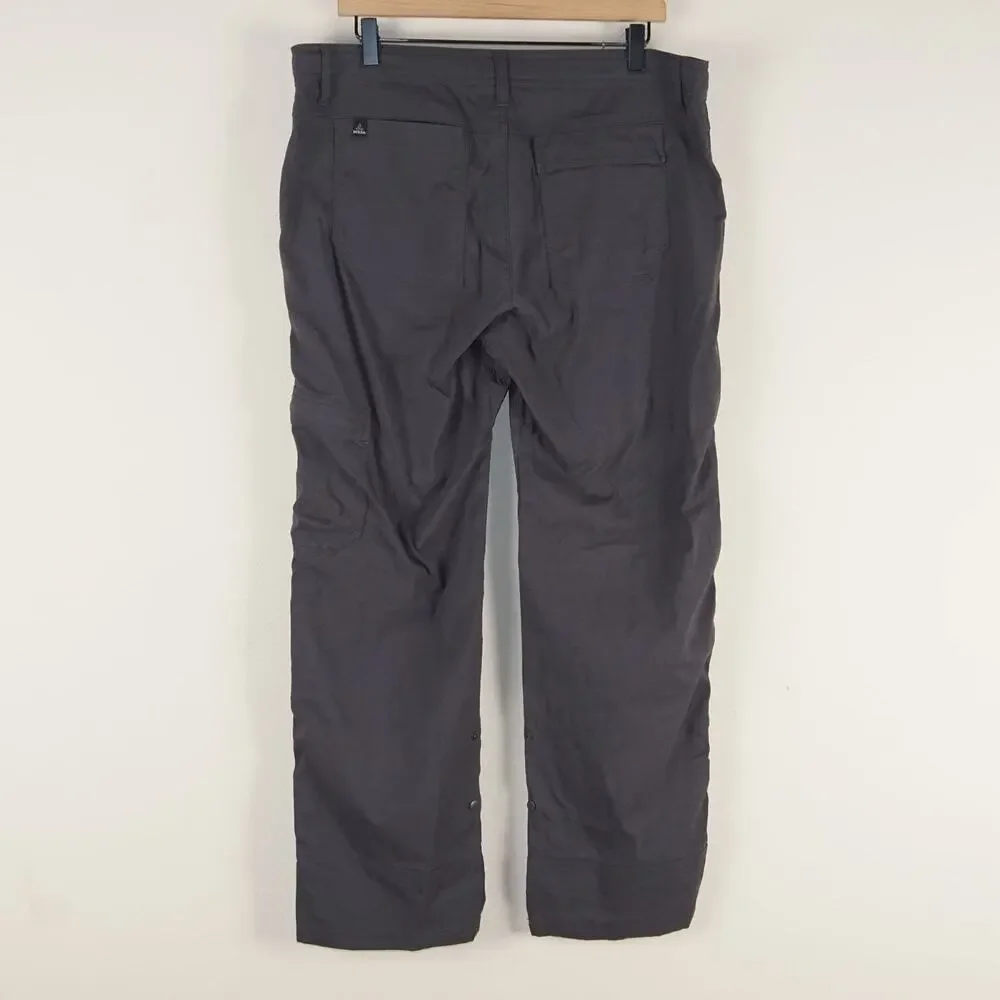 Prana Stretch Zion Gray Roll Up Cargo Pants Mens Sz 35 x 30